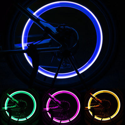 FORAUTO 2PCS Car Wheel LED Light Motocycle Bike Light Tire Valve Cap Decorative Lantern Tire Valve Cap Flash Spoke Neon Lamp