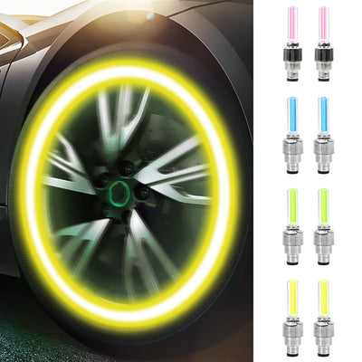 FORAUTO 2PCS Car Wheel LED Light Motocycle Bike Light Tire Valve Cap Decorative Lantern Tire Valve Cap Flash Spoke Neon Lamp